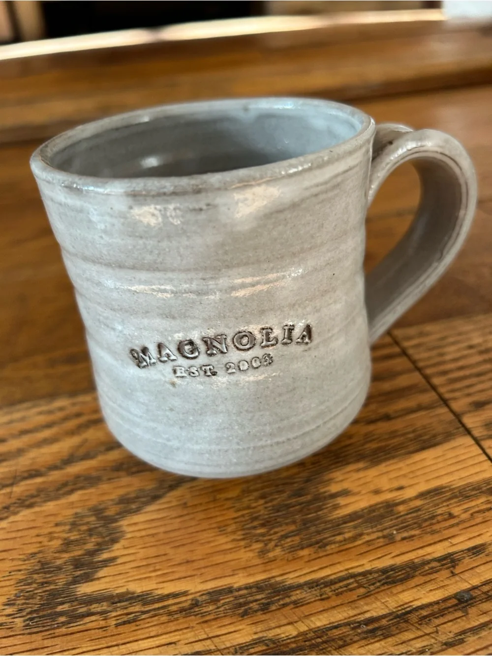 Magnolia Pottery Mug Coffee Cup Grey Clay Black Oak Art Waco Texas